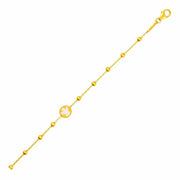 14k Yellow Gold Childrens Bracelet with Angel and Beads - Melliflus Bracelets