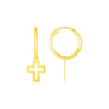 14K Yellow Gold Hoop Polished Earrings with Crosses - Melliflus Earrings