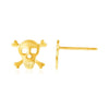 14K Yellow Gold Skull and Crossbones Post Earrings - Melliflus Earrings