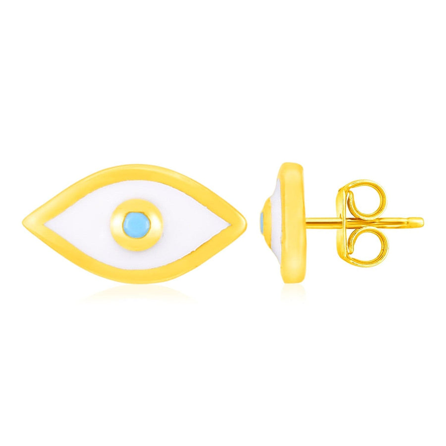 14K Yellow Gold Evil Eye Earrings with Enamel - Melliflus Earrings