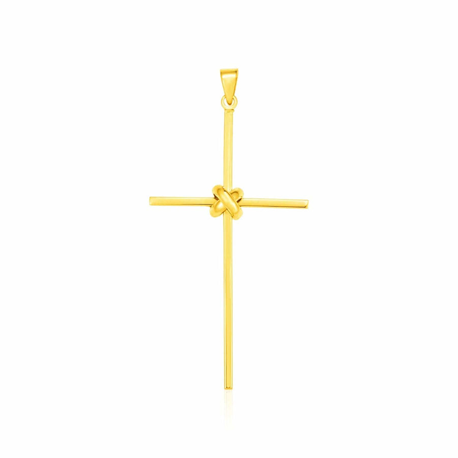 14k Yellow Gold Bar Style Cross Pendant - Melliflus Pendants