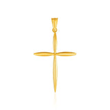 14k Yellow Gold Rounded and Pointed Cross Pendant - Melliflus Pendants