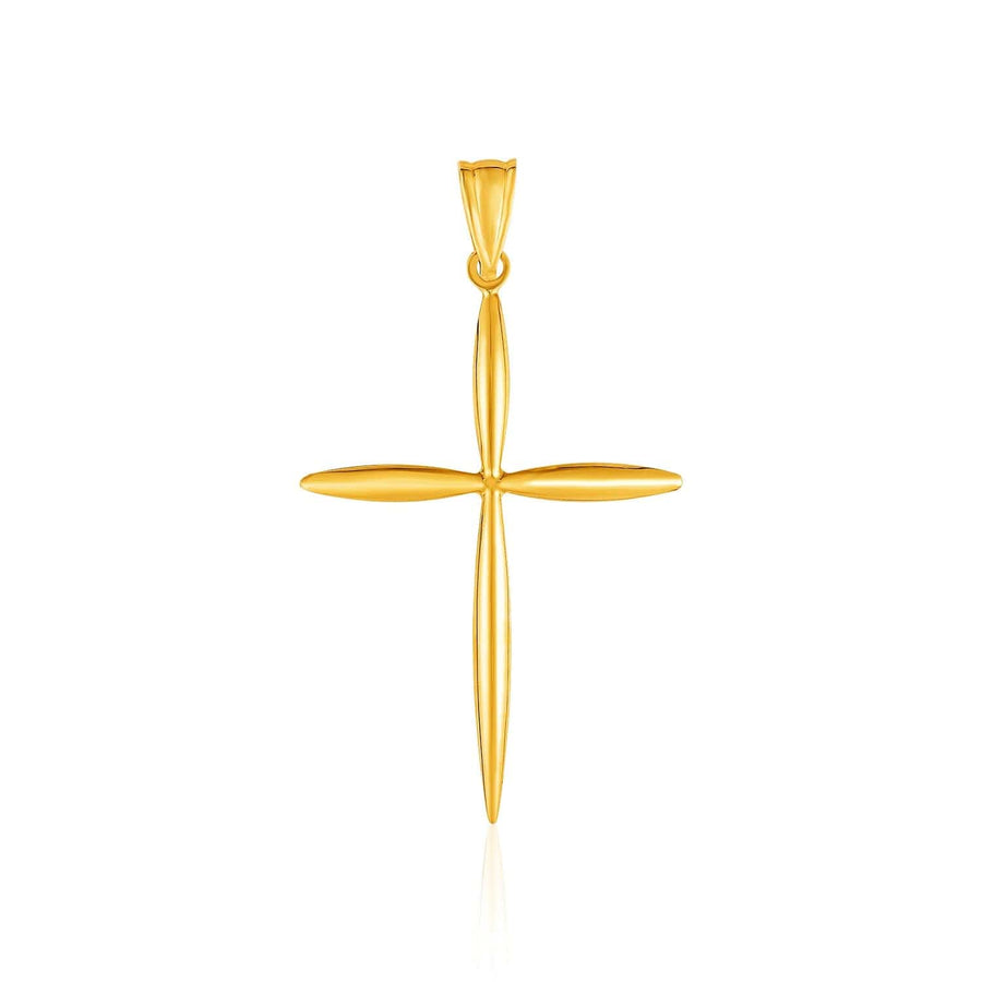 14k Yellow Gold Rounded and Pointed Cross Pendant - Melliflus Pendants