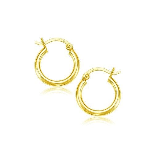 10k Yellow Gold Polished Hoop Earrings (15 mm) - Melliflus Earrings