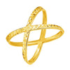 14k Yellow Gold Textured X Profile Ring - Melliflus Rings