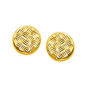 14k Yellow Gold Post Earrings with Textured Circles - Melliflus Earrings