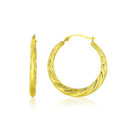 14k Yellow Gold Graduated Twisted Hoop Earrings - Melliflus Earrings