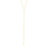 14k Yellow Gold Lariat Necklace with Small Polished Bars - Melliflus Necklaces