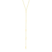 14k Yellow Gold Lariat Necklace with Small Polished Bars - Melliflus Necklaces