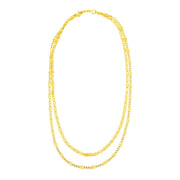 14K Yellow Gold Two Strand Necklace with Polished Oval Links - Melliflus Necklaces