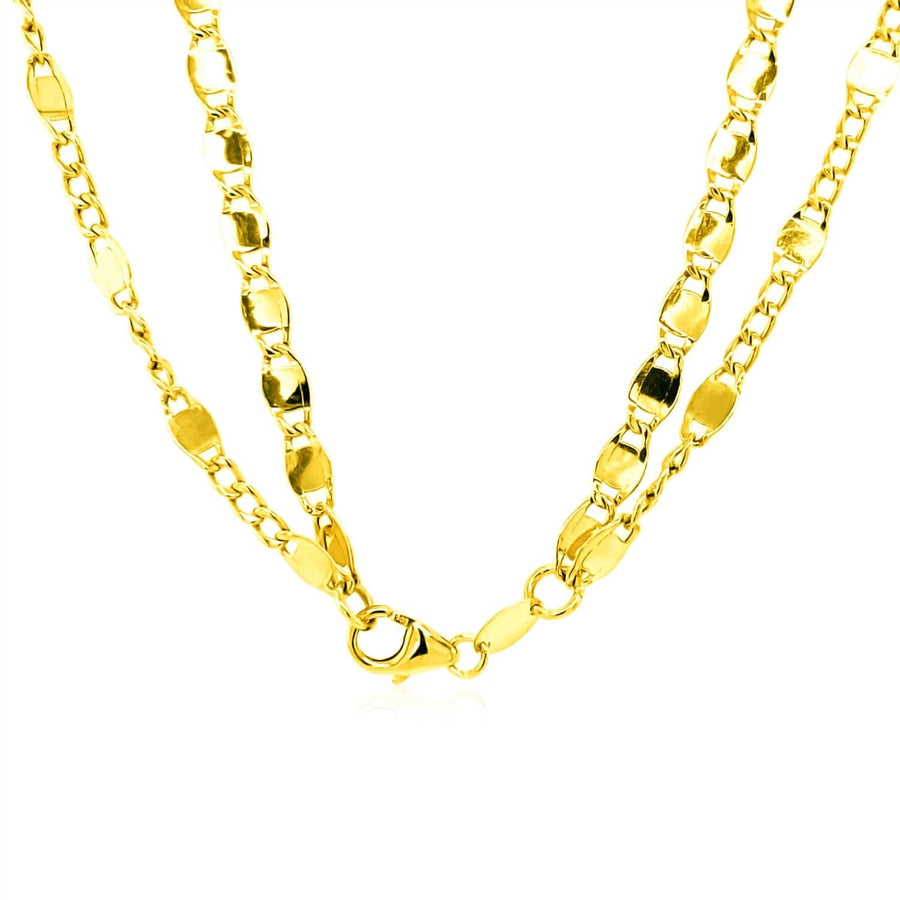 14K Yellow Gold Two Strand Necklace with Polished Oval Links - Melliflus Necklaces