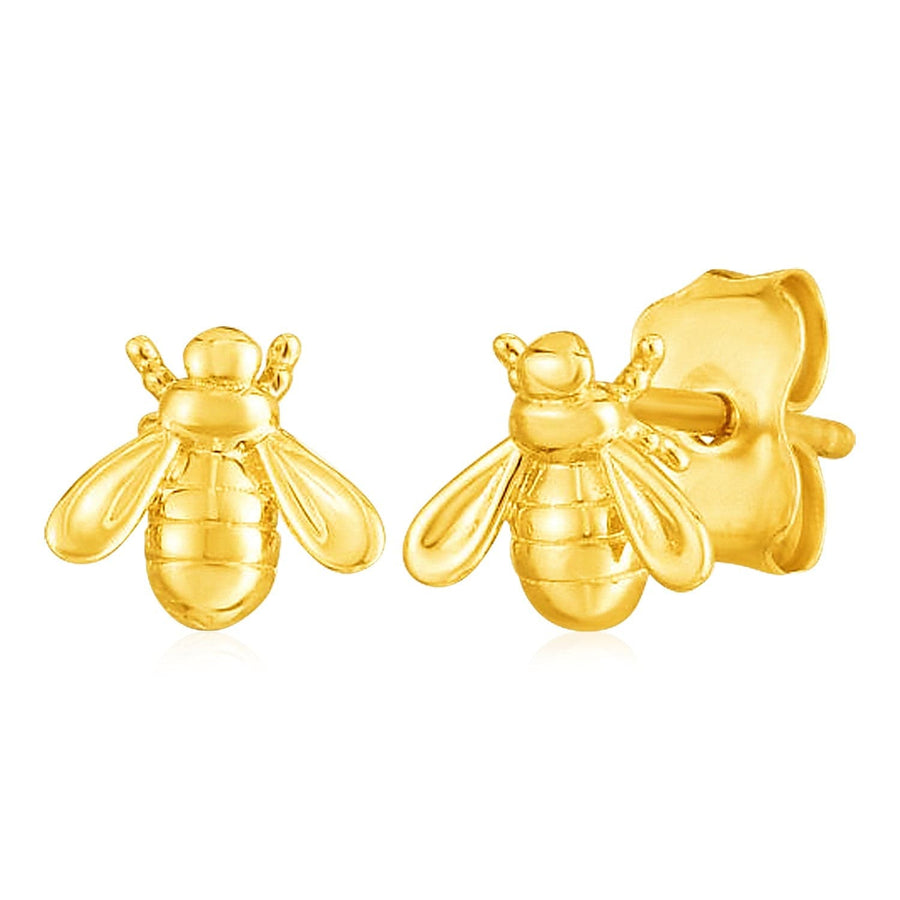 14k Yellow Gold Bee Stud Earrings - Melliflus Earrings