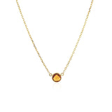 14k Yellow Gold 17 inch Necklace with Round Citrine - Melliflus Necklaces