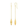 Textured Marquise Shaped Long Drop Earrings in 14k Yellow Gold - Melliflus Earrings