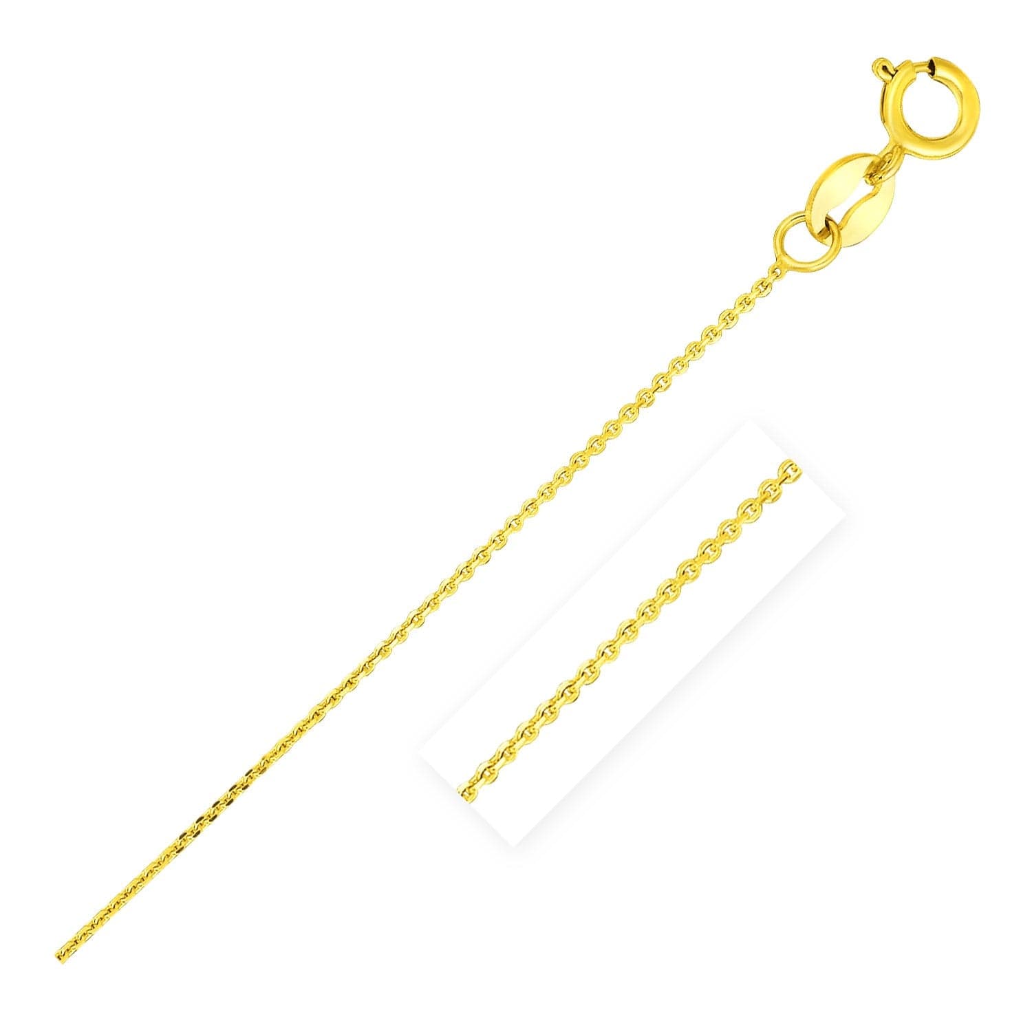 14k Yellow Gold Diamond Cut Cable Link Chain 0.7mm - Melliflus Chains